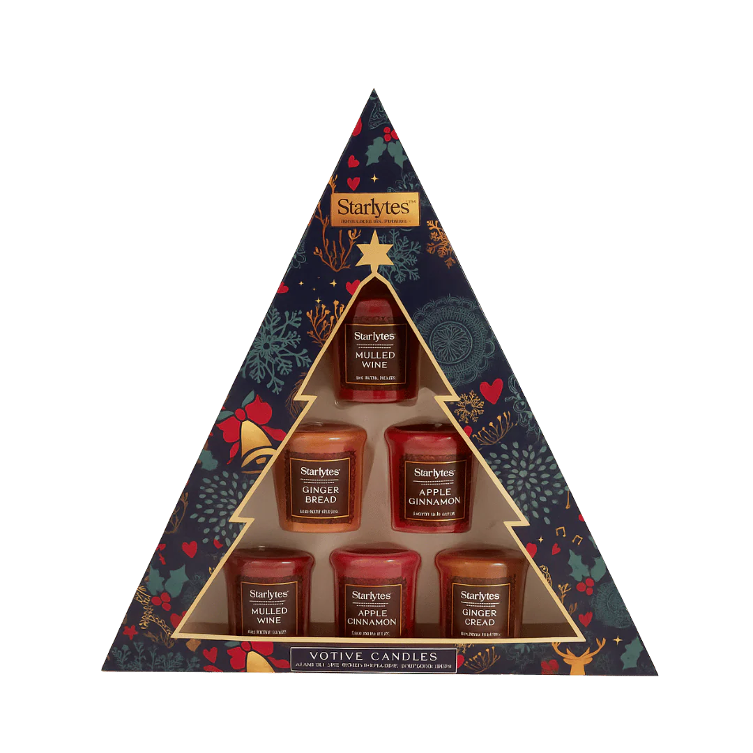Starlytes 6 Pack Christmas Tree Candle Votive Set