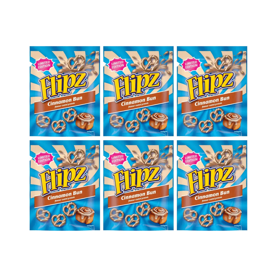 Flipz Cinnamon Bun Flavour Coated Pretzel Snacks - Image 2