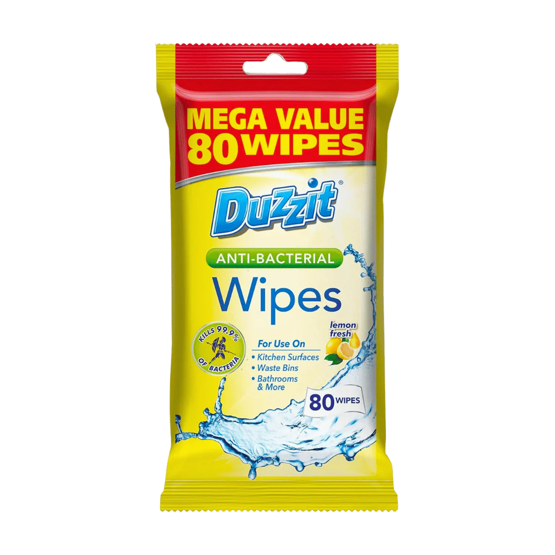 Duzzit Anti-Bacterial Lemon Fresh Wipes 80 Wipes