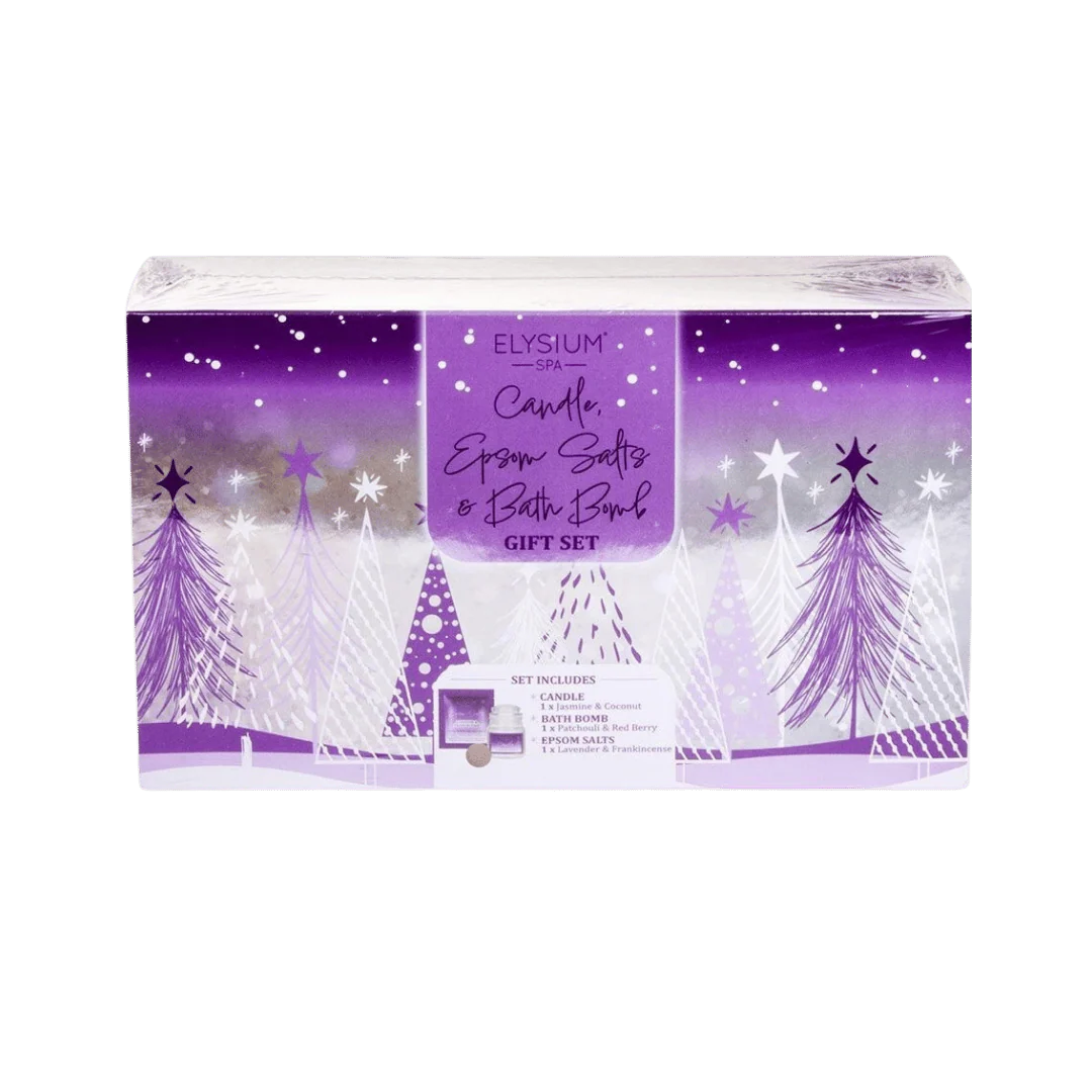 Elysium Candle Salt and Bath Bomb Set Jasmine Coconut