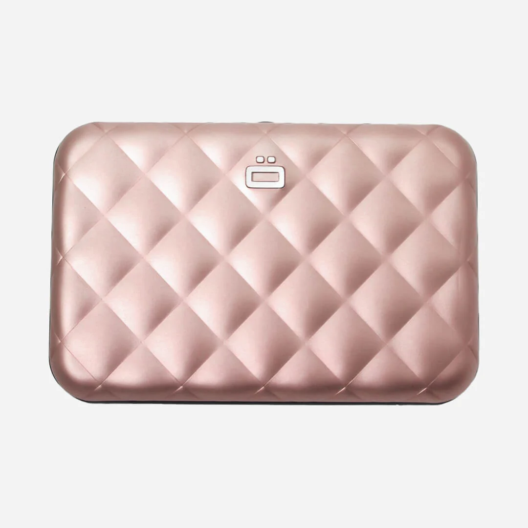 Ögon Rose Gold Quilted Button Aluminium Wallet Smart Card Holder - Image 2
