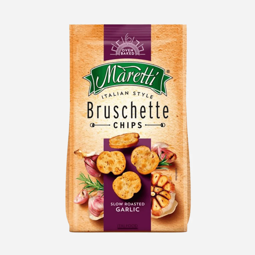 Maretti Bruschette Slow Roasted Garlic Flavour Crunchy Italian Inspired Chips