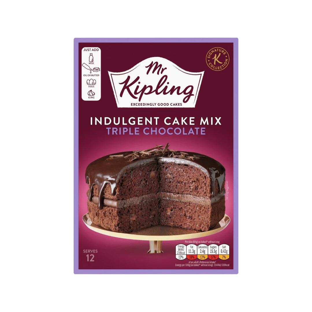 Mr Kipling Indulgent Cake Mix Triple Chocolate