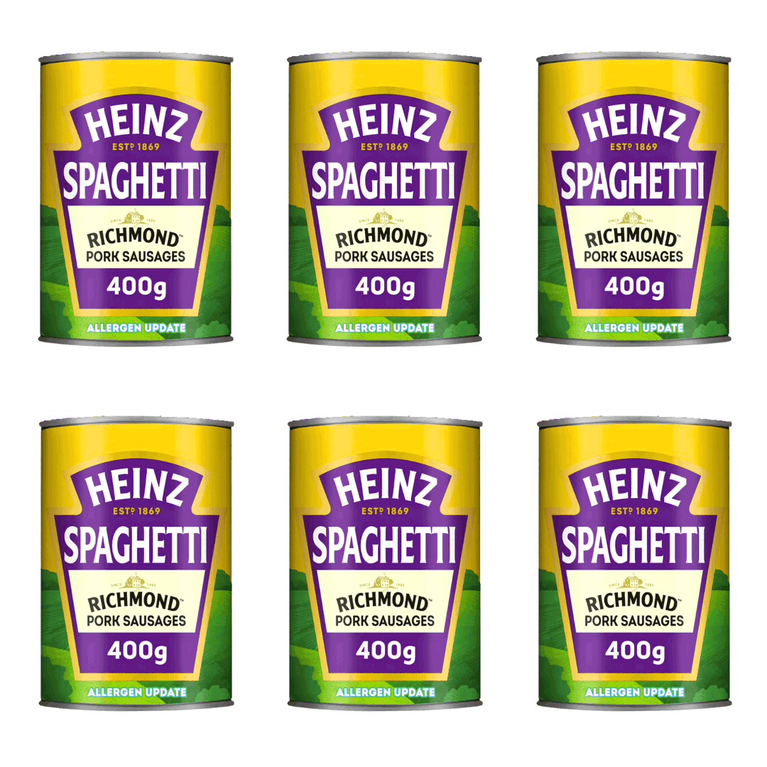 MULTIBUY Heinz Spaghetti Richmond Sausage 6 For £5.99