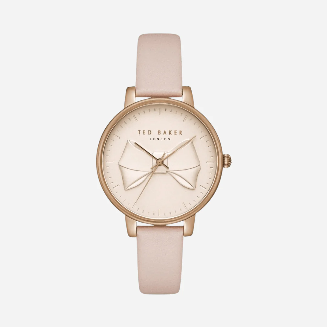 Ted Baker Iconic Pink Dial Leather Strap Ladies Bow Watch