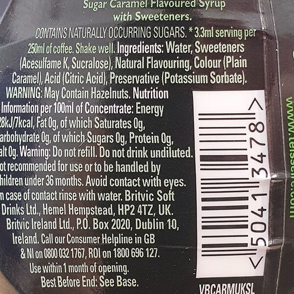 Teisseire Gourmet Drops Caramel Flavoured Coffee Syrup - Image 2