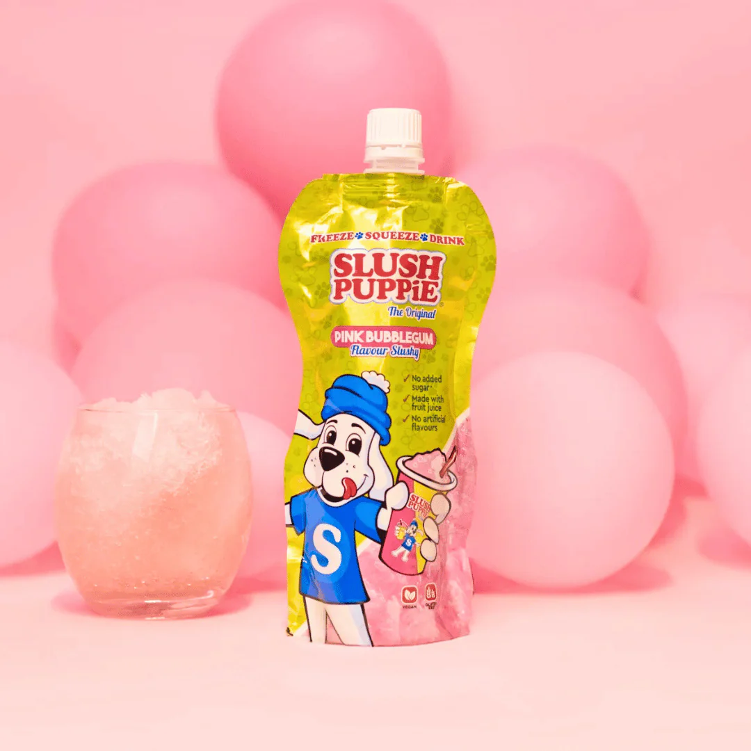 The Original Slush Puppie Pink Bubblegum Flavour Slushy Pouches - Image 2