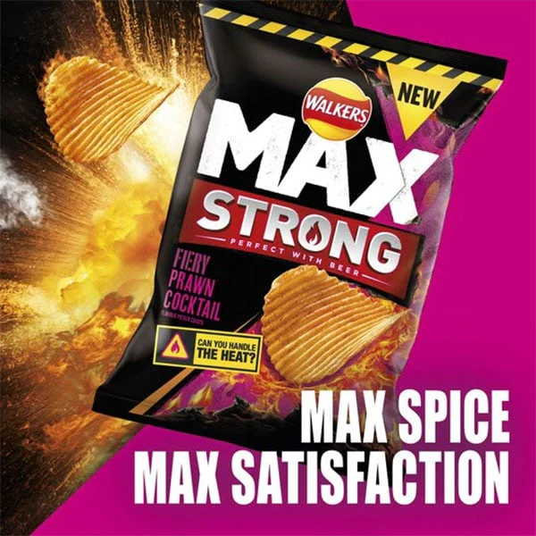 Walkers Max Strong Fiery Prawn Cocktail Crisps