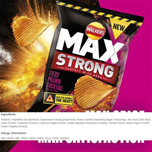 Walkers Max Strong Fiery Prawn Cocktail Crisps - Image 2